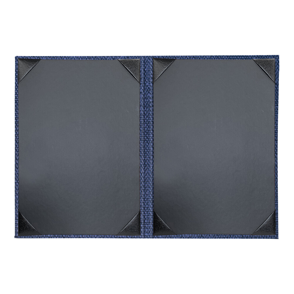 H. Risch, Inc. Milan 5 1/2" x 8 1/2" Customizable Azure 2-View Menu Cover - 25/Case
