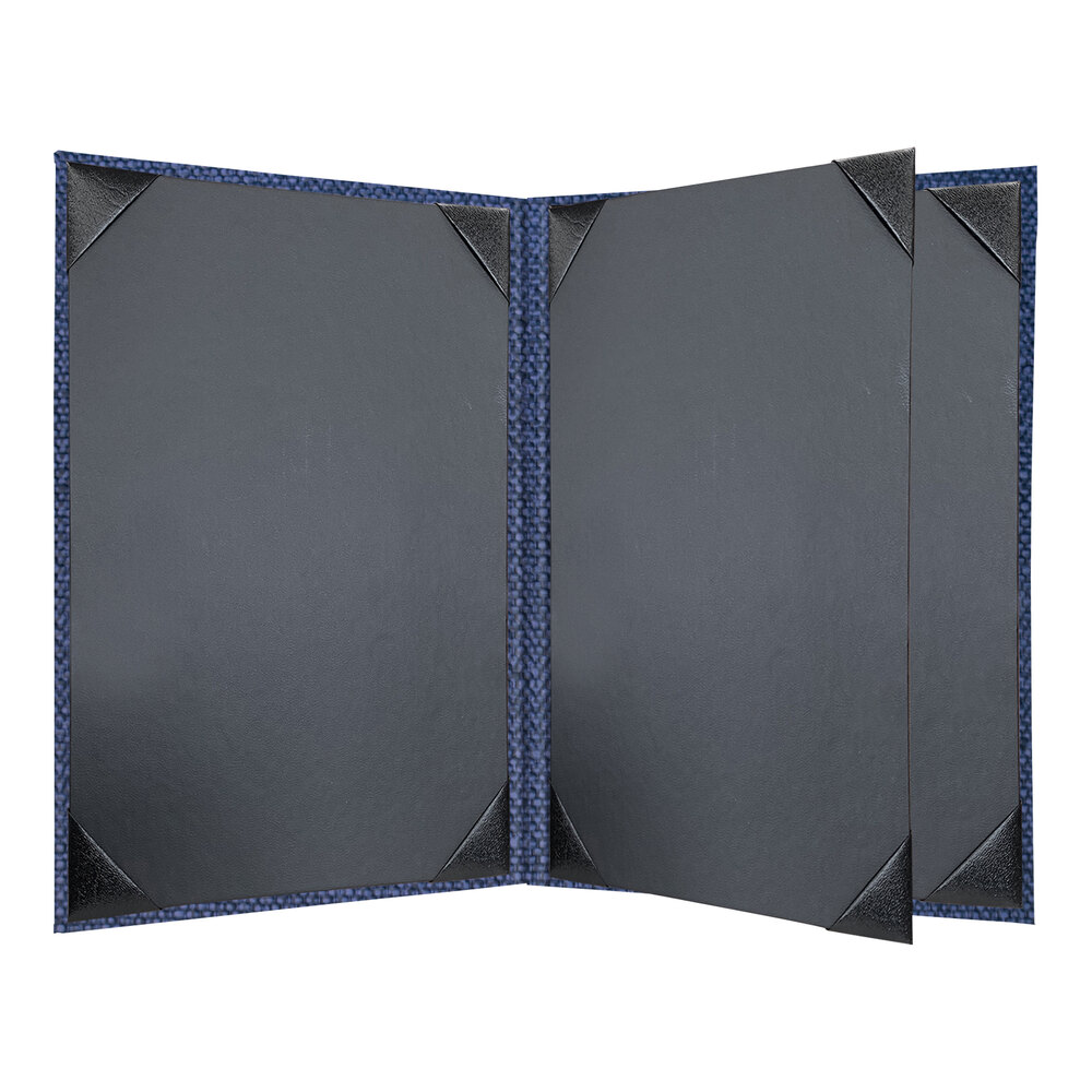 H. Risch, Inc. Milan 5 1/2" x 8 1/2" Customizable Azure 4-View Menu Cover - 25/Case