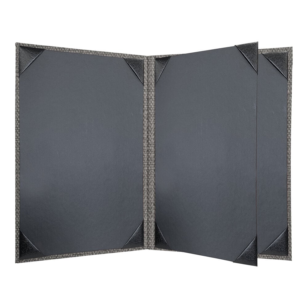 H. Risch, Inc. Milan 5 1/2" x 8 1/2" Customizable Smoke 4-View Menu Cover - 25/Case
