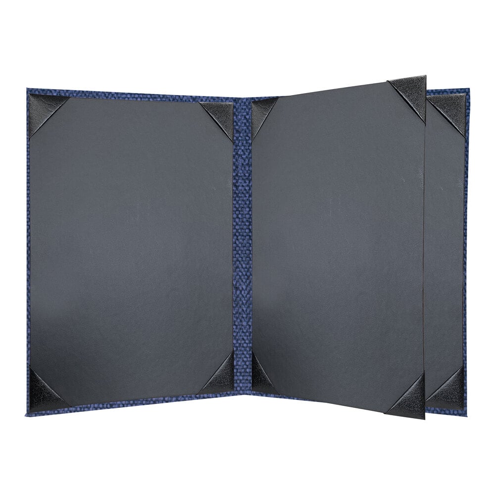 H. Risch, Inc. Milan 8 1/2" x 11" Customizable Azure 4-View Menu Cover - 25/Case