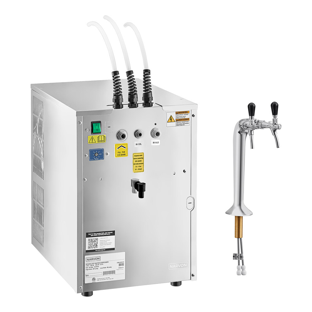 Narvon 20 GPH Undercounter Water Dispenser with Chilled, Ambient, and Sparkling Water Options and 2 Taps - 120V