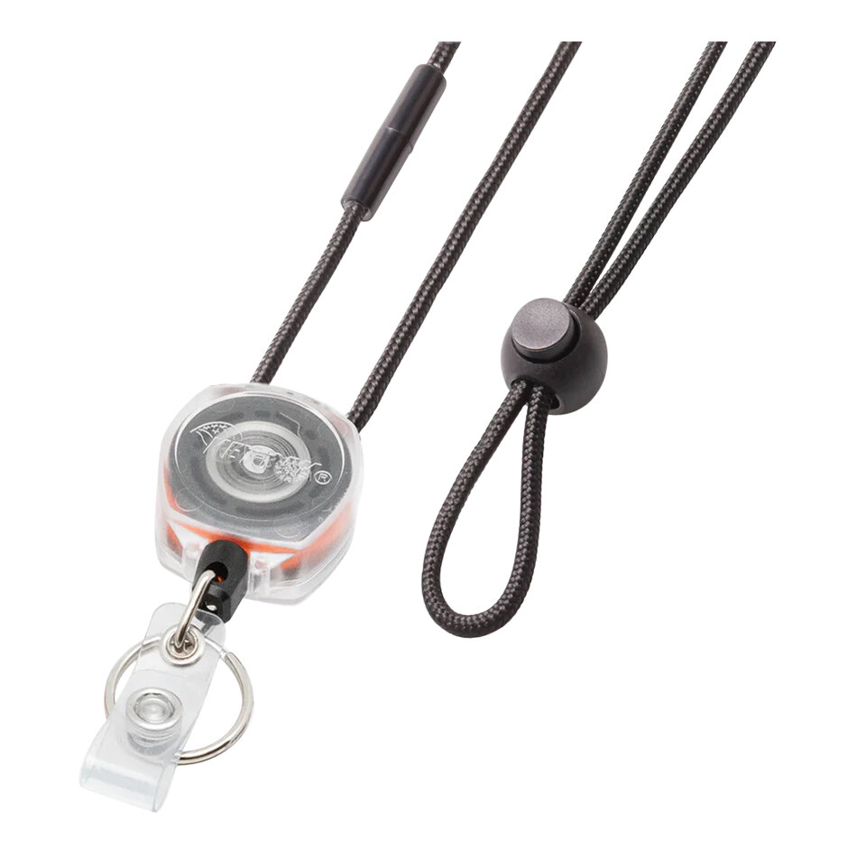 KEY-BAK Sidekick Clear Keychain / ID Badge Holder with Lanyard, Dual Vinyl ID Strap / Split Ring, and 24" Orange Dupont® Kevlar® Retractable Cord 0KB2-5D454