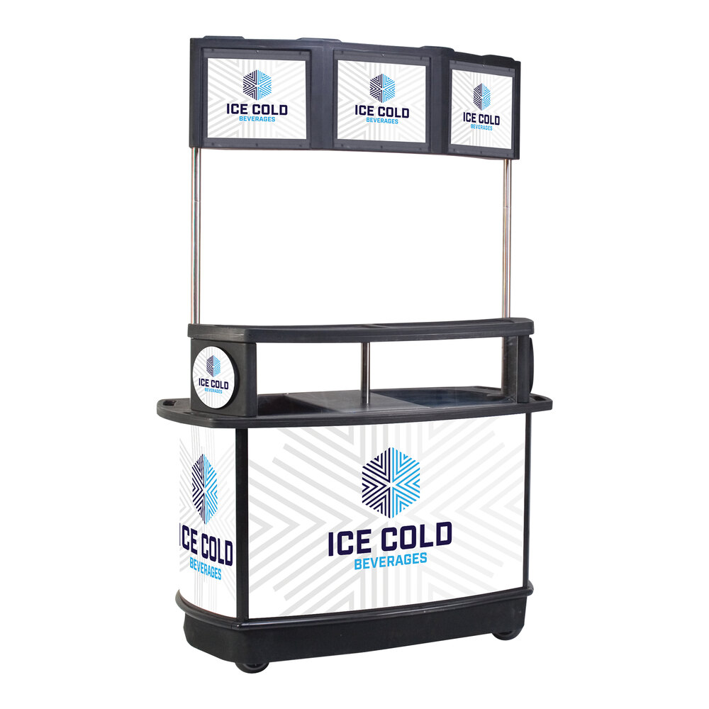IRP 3801067 256 Qt. Illuminated Tri-Canopy Beverage Cart with Ice Cold Beverages Graphic