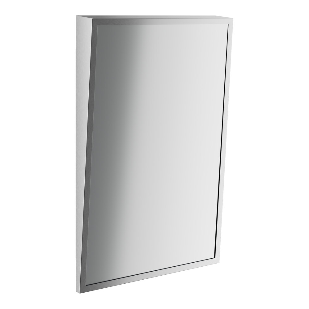 American Specialties, Inc. 24" x 36" Fixed Tilt Plate Glass Mirror with Stainless Steel Frame