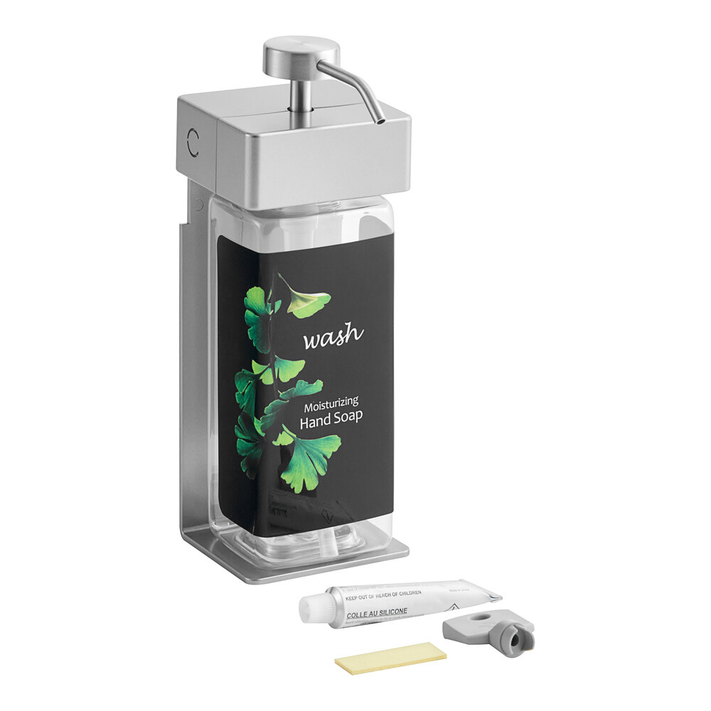 Dispenser Amenities 39134-R3-GK SOLera 15 oz. ABS Plastic Wall Mounted Adjustable Locking Shower Dispenser with Rectangular Bottle and Ginkgo Label