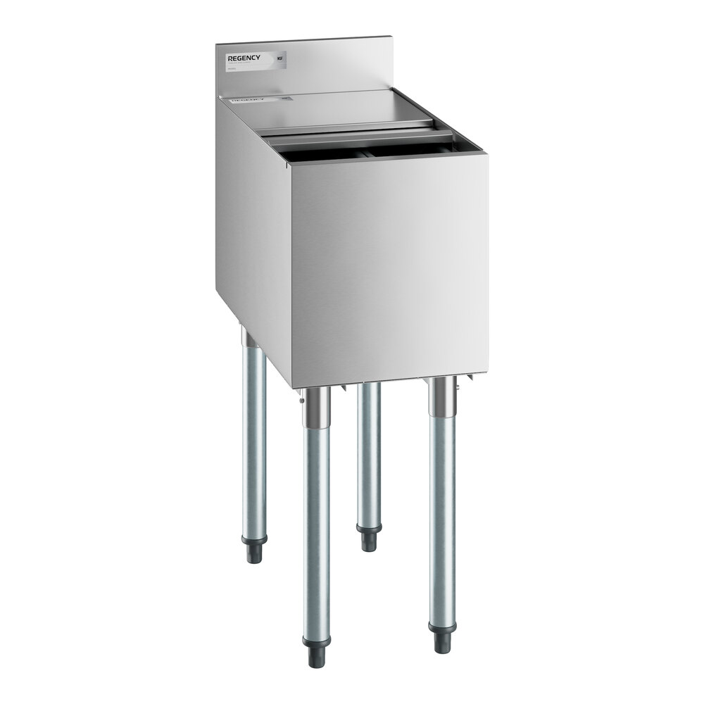 Regency 21" x 12" Stainless Steel Underbar Ice Bin with Bottle Holders and Sliding Lid