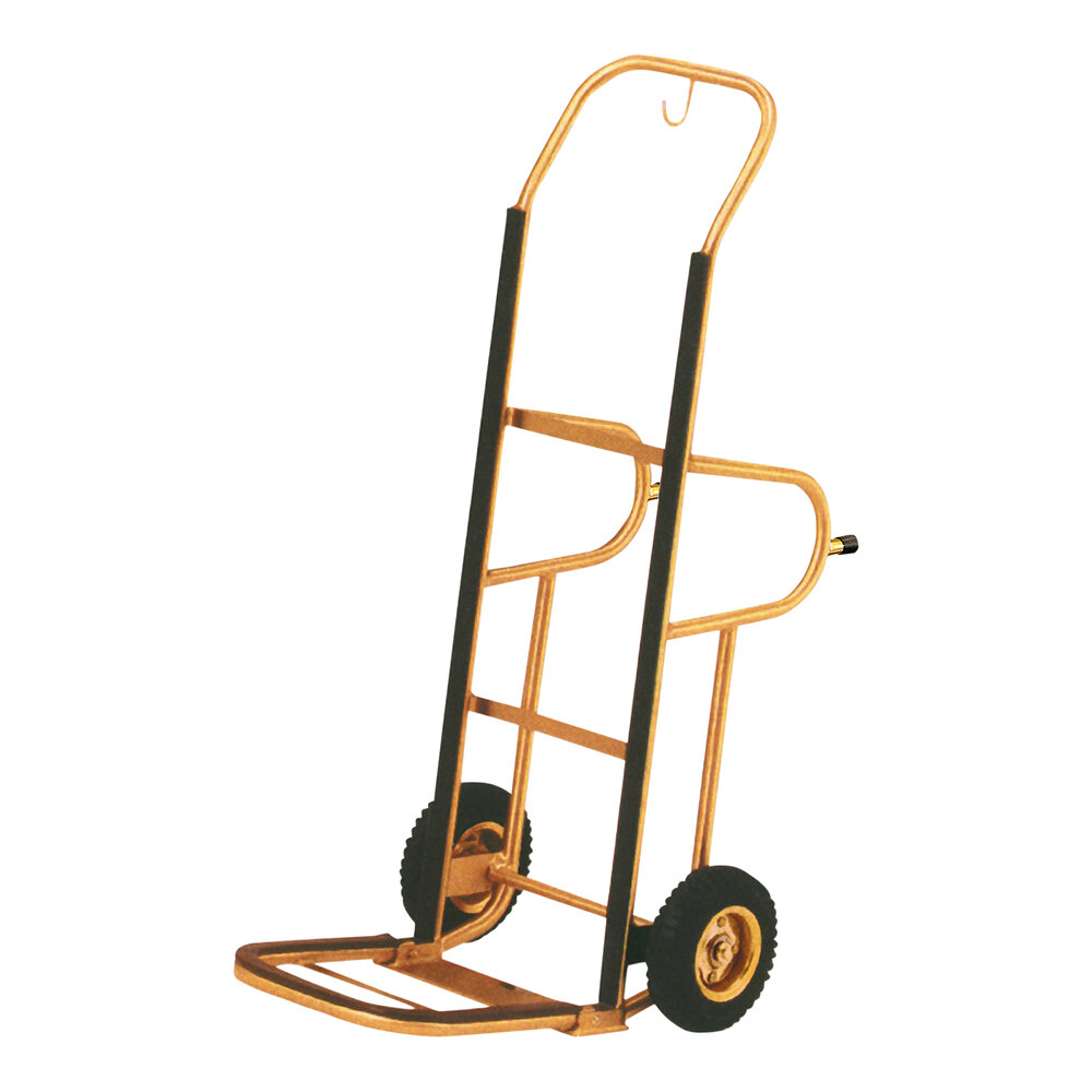 Aarco HT-1B Bellman's Stainless Steel Brass Finish Luggage Cart / Hand Truck - 15" x 15" x 48"