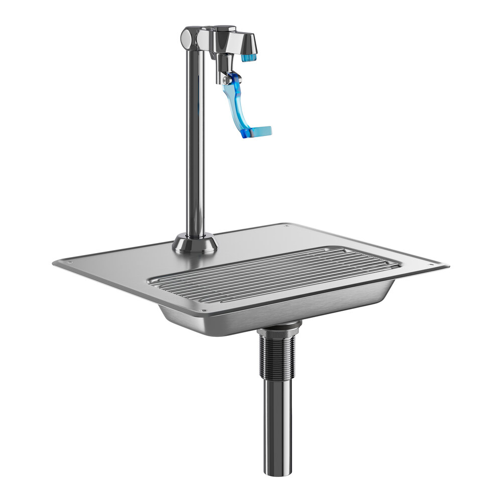 Equip by T&S 5GF-8P-WS Water Station with Drip Pan and Push Back Glass Filler - 9 9/16" High Pedestal