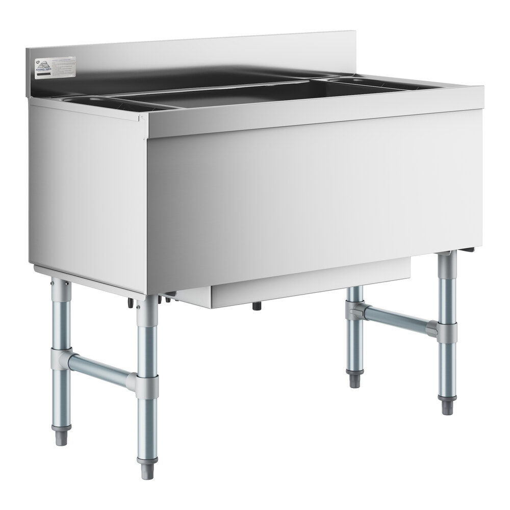 Advance Tabco SLI-12-36-10 Stainless Steel Underbar Ice Bin with 10-Circuit Cold Plate - 36" x 18"