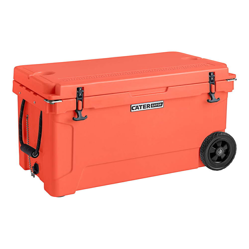 CaterGator CG65CLW Coral 65 Qt. Mobile Rotomolded Outdoor Cooler / Ice Chest
