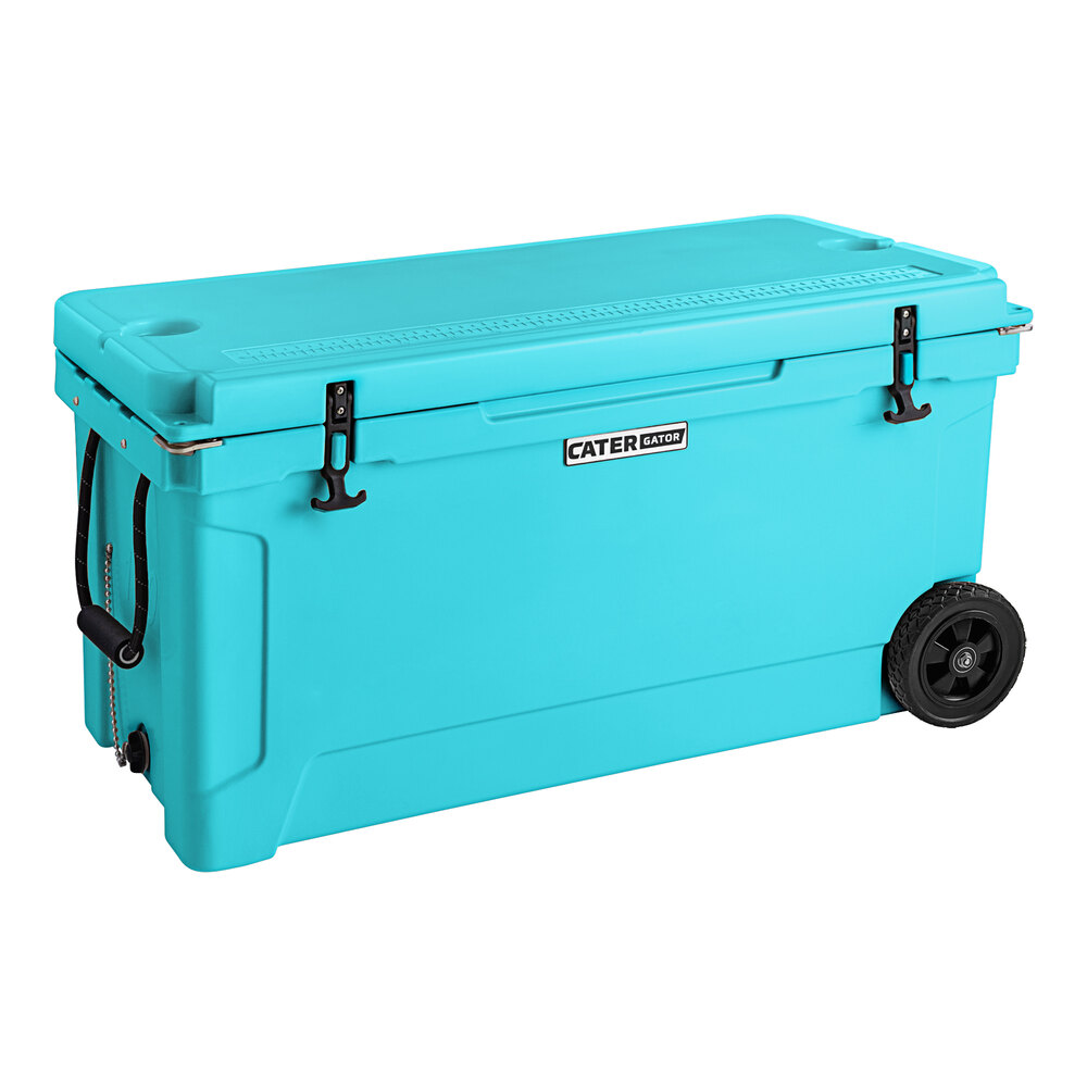 CaterGator CG100BLW Sky Blue 110 Qt. Mobile Rotomolded Outdoor Cooler / Ice Chest