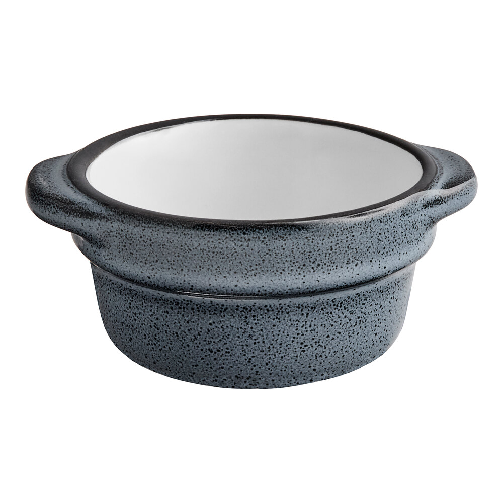 Acopa Embers 2.5 oz. Midnight Blue Matte Stoneware Sauce Cup - Sample