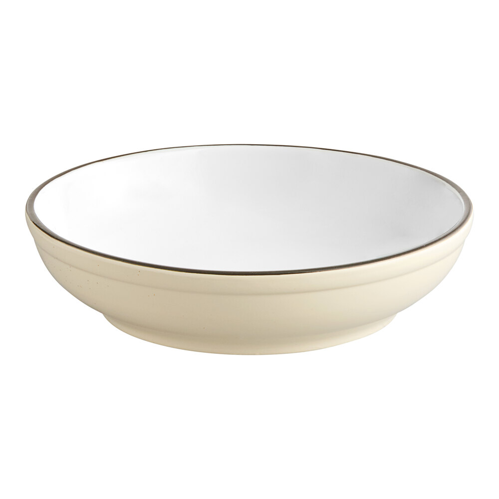 Acopa Embers 32 oz. Cream White Matte Stoneware Pasta Bowl - Sample