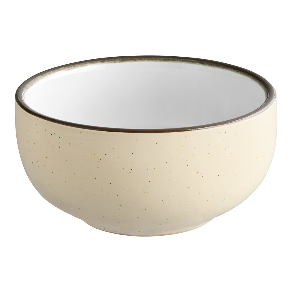 Acopa Embers 10 oz. Cream White Matte Stoneware Bowl - Sample