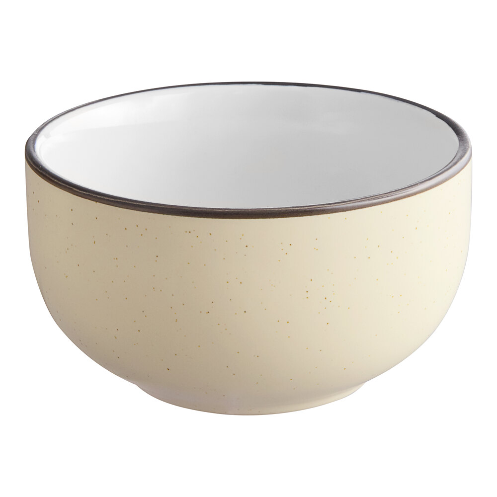 Acopa Embers 13 oz. Cream White Matte Stoneware Bowl - Sample