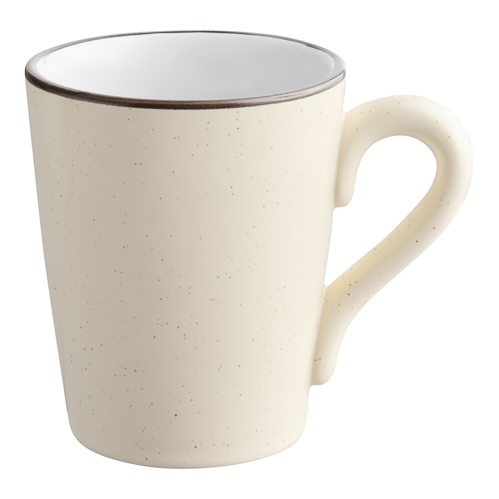 Acopa Embers 10 oz. Cream White Matte Stoneware Mug - Sample