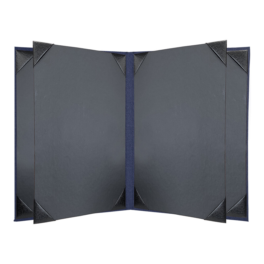 H. Risch, Inc. Linen 8 1/2" x 11" Customizable Royal 6-View Menu Cover with Album Style Corners - 25/Case