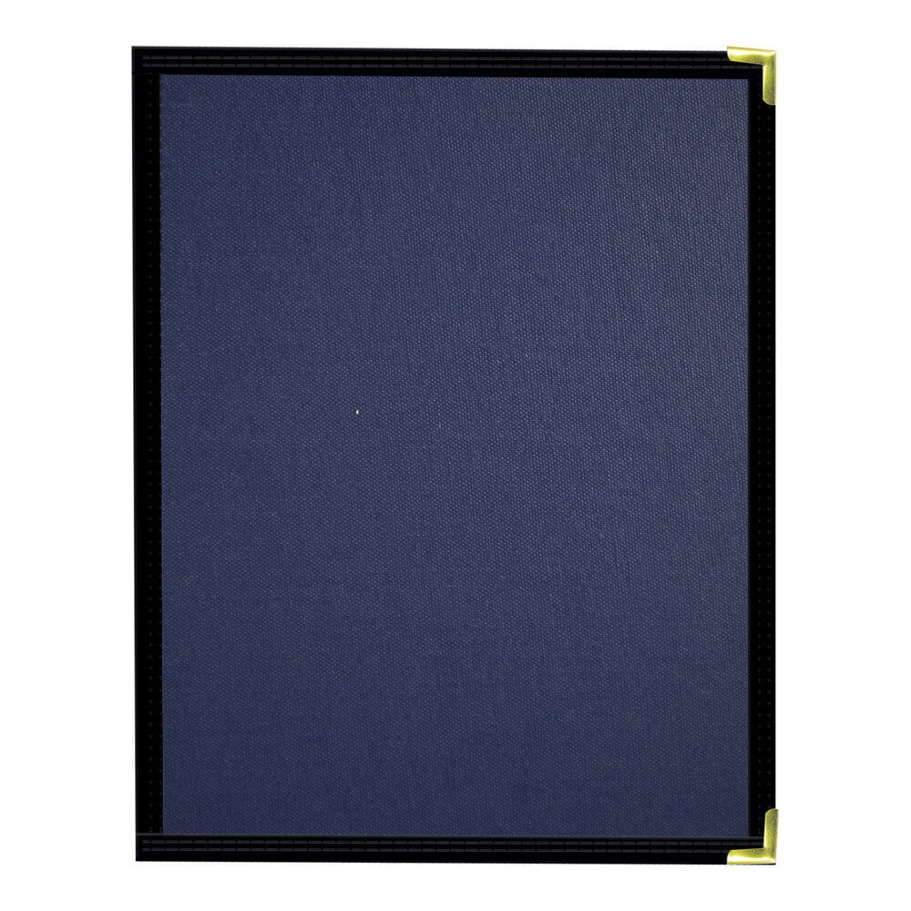H. Risch, Inc. Linen 8 1/2" x 11" Customizable Royal 2-View Menu Cover with Interior Pocket - 25/Case