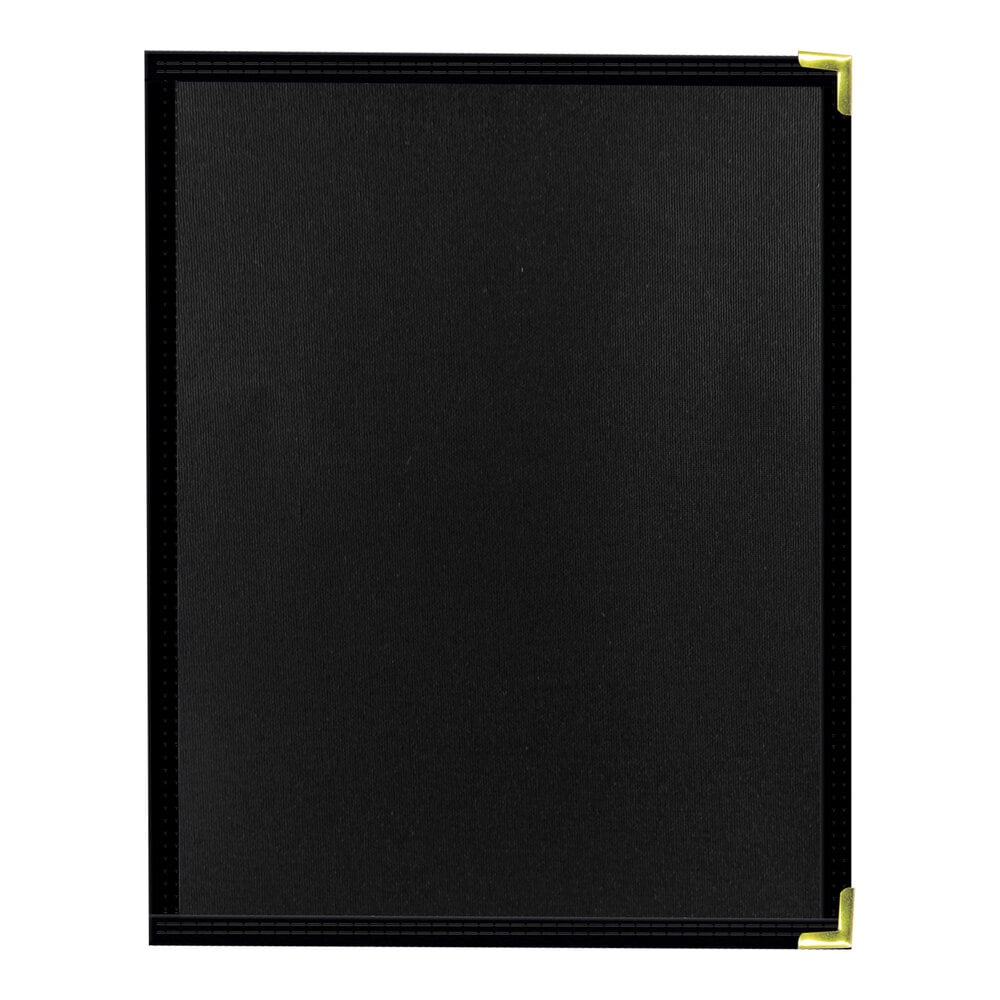H. Risch, Inc. Linen 8 1/2" x 11" Customizable Nero 2-View Menu Cover with Interior Pocket - 25/Case