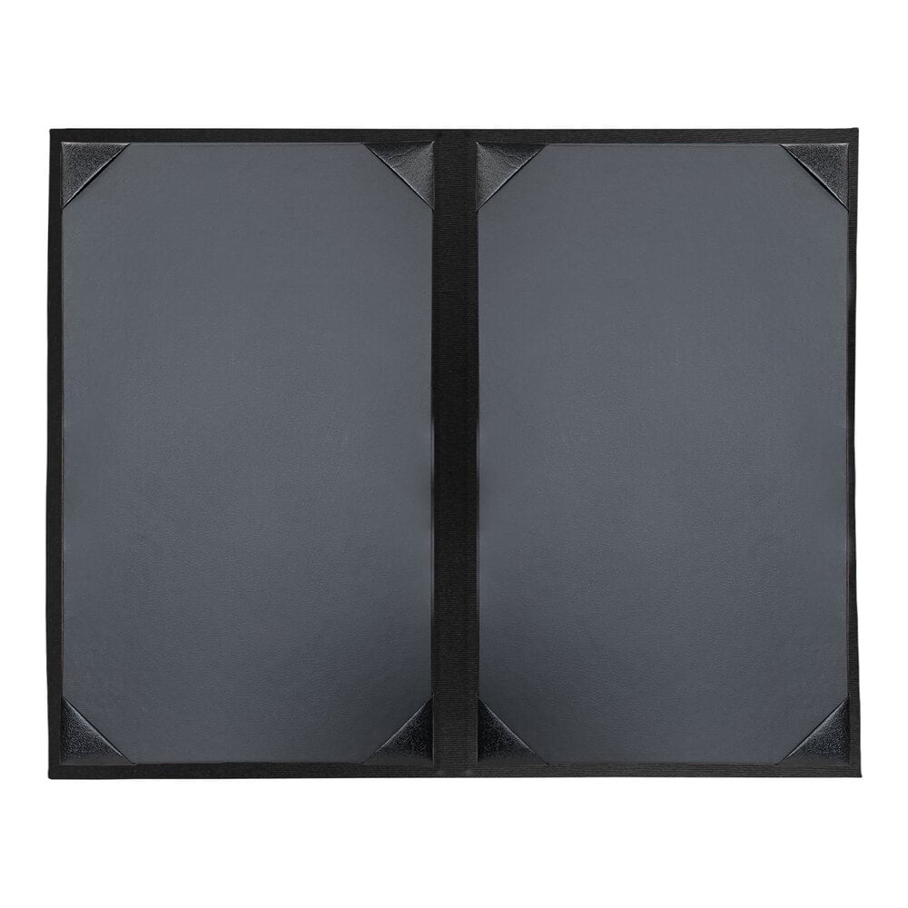 H. Risch, Inc. Linen 8 1/2" x 14" Customizable Nero 2-View Menu Cover with Album Style Corners - 25/Case