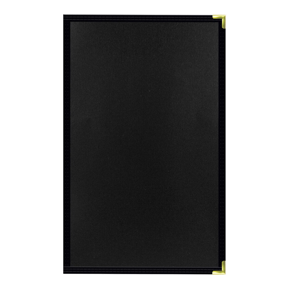 H. Risch, Inc. Linen 8 1/2" x 14" Customizable Nero 2-View Menu Cover with Interior Pocket - 25/Case