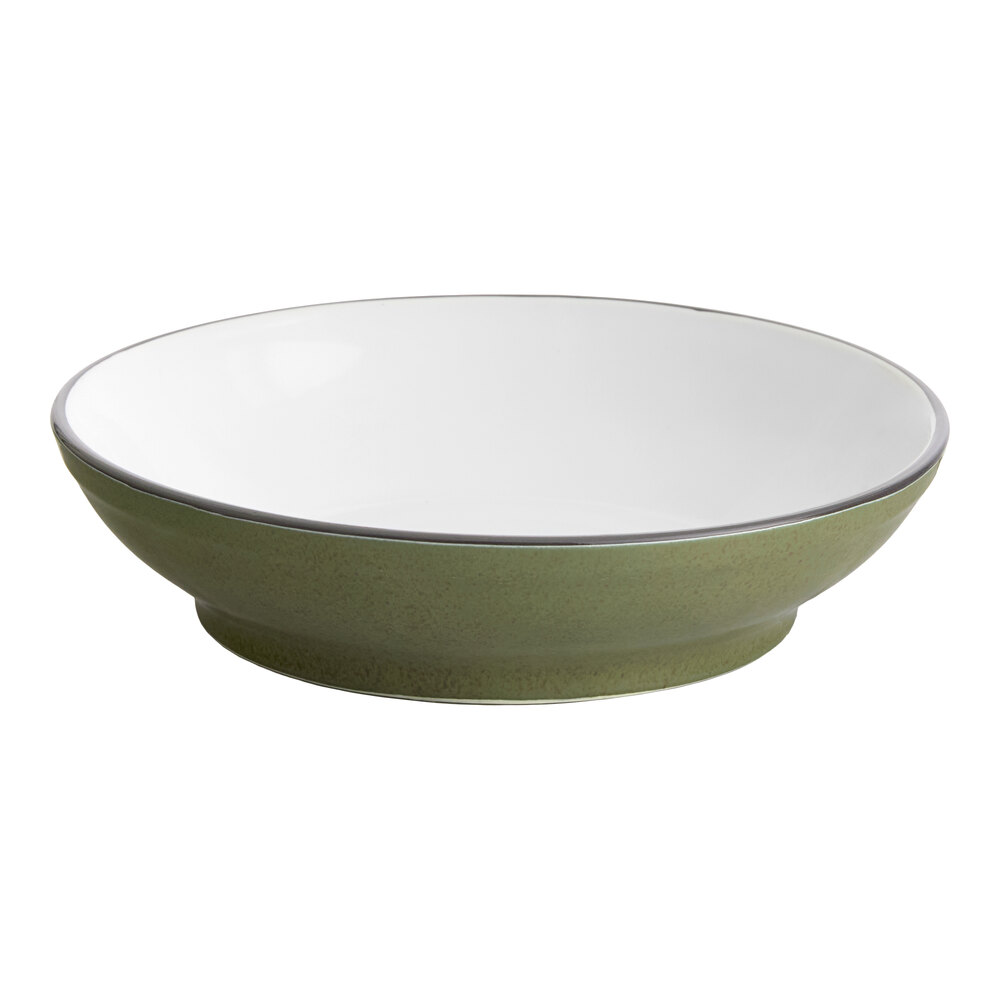 Acopa Embers 48 oz. Moss Green Matte Stoneware Pasta Bowl - Sample