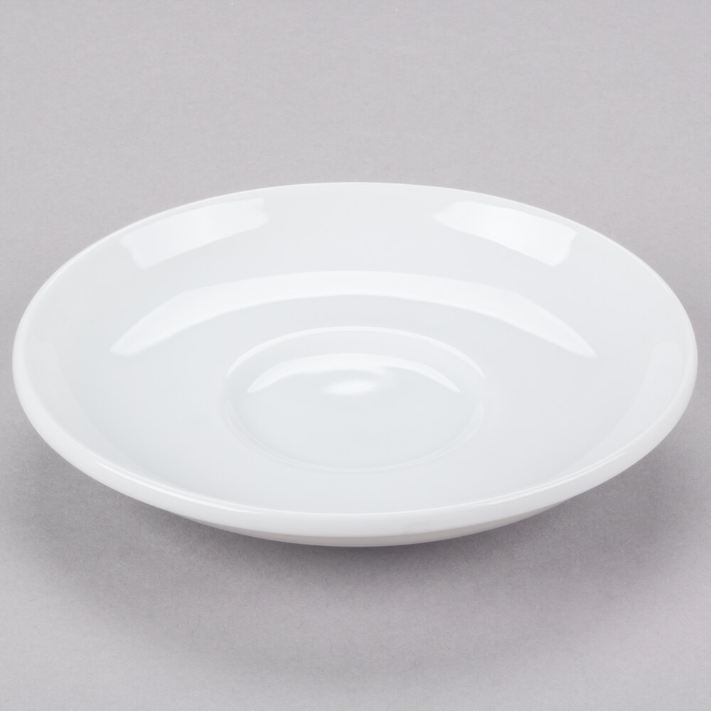 Libbey Reflections 5 7/8" Aluma White Porcelain Tea Saucer / Coupe - Sample