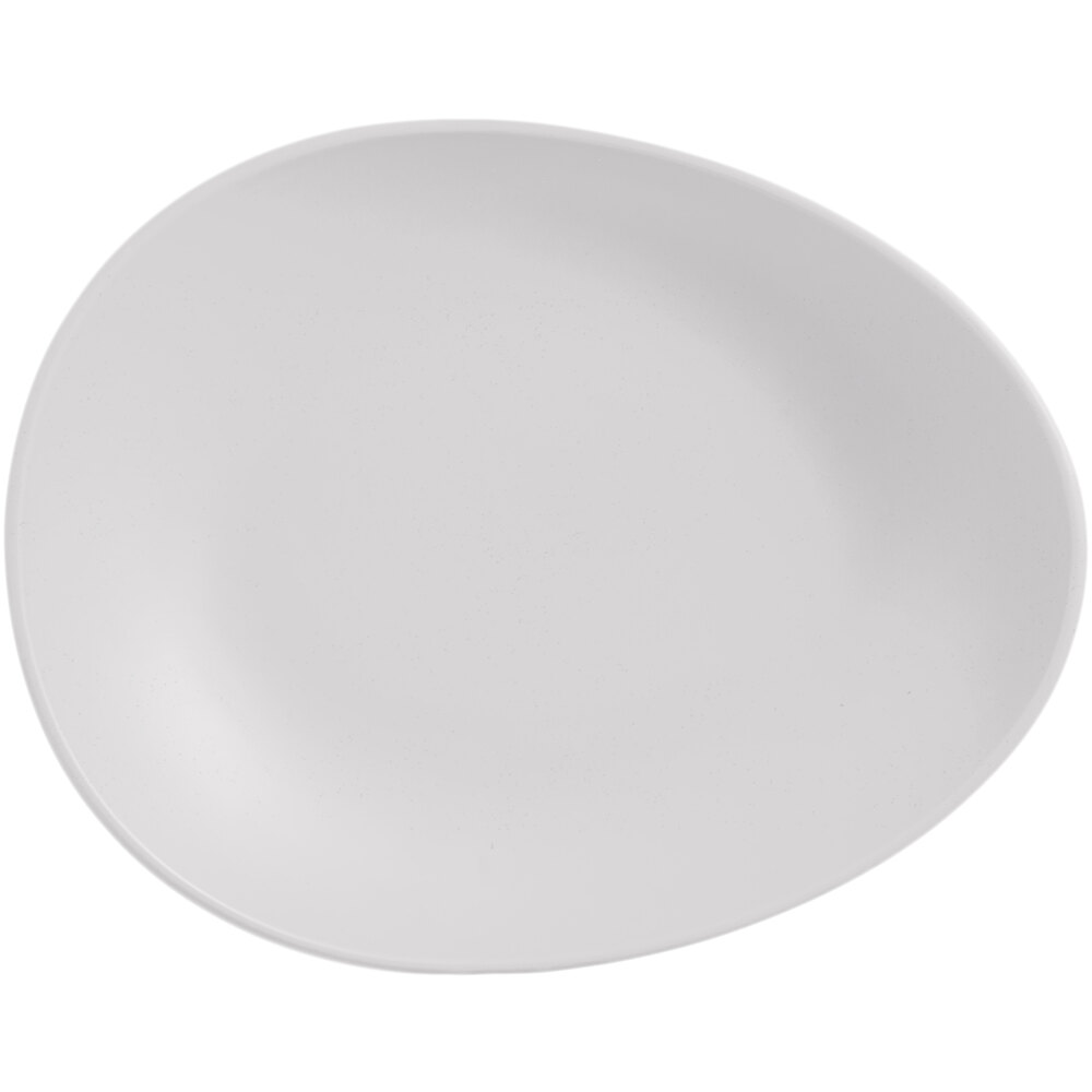 Libbey Driftstone 10 7/8" x 8 1/2" Driftwood Satin Matte Organic Porcelain Coupe Plate - Sample