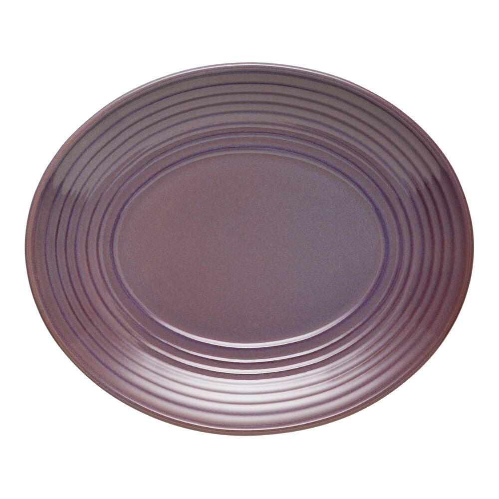 Libbey Canyonlands 12 1/8" x 10 1/8" Mauve Oval Terracotta Platter - Sample