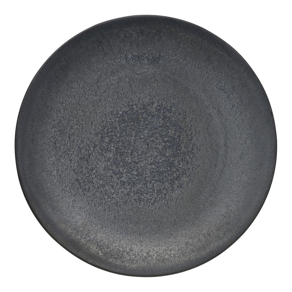 Reserve by Libbey Ignea 8 1/4" Black Matte Porcelain Coupe Plate - Sample