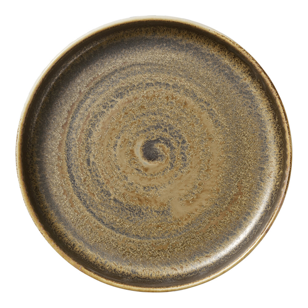 Heart & Soul Perfect Match 9 1/2" Cumin Porcelain Deep Raised Rim Plate - Sample