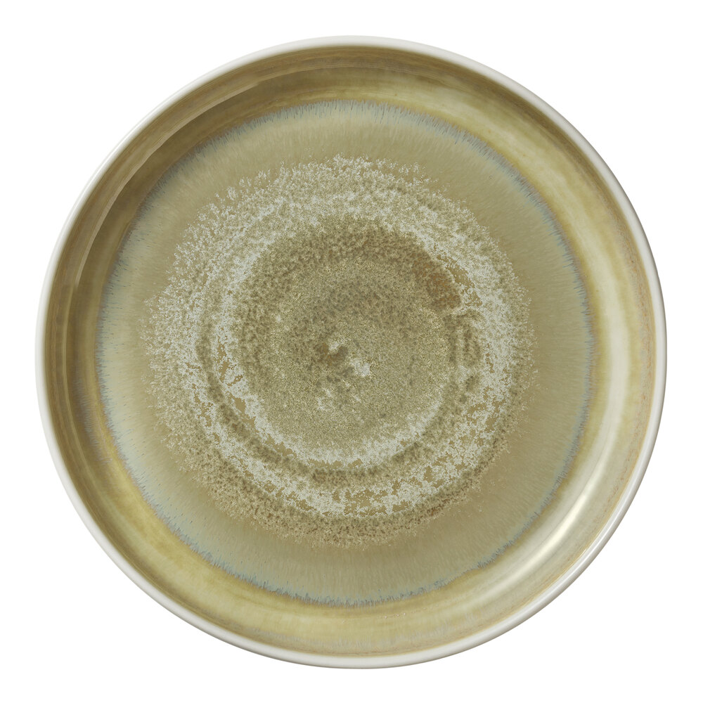 Heart & Soul Perfect Match 9 1/2" Thyme Porcelain Deep Raised Rim Plate - Sample