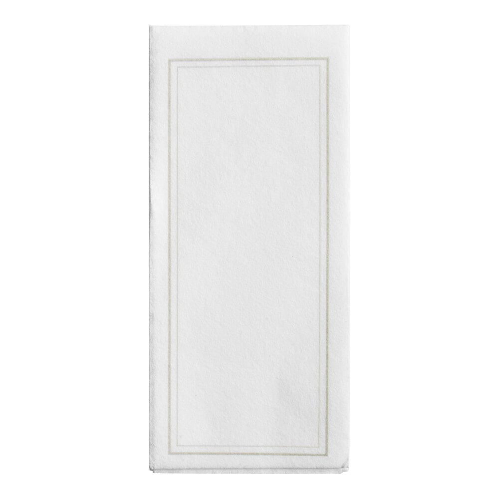 Choice Linen-Feel Silver Border Customizable 1/6 Fold Guest Towel - 500/Case