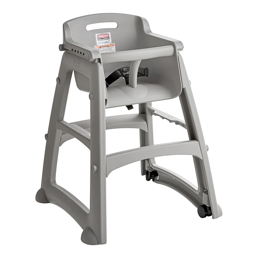 Rubbermaid® FG780508PLAT Platinum Sturdy Chair Restaurant High Chair with Wheels - Assembled