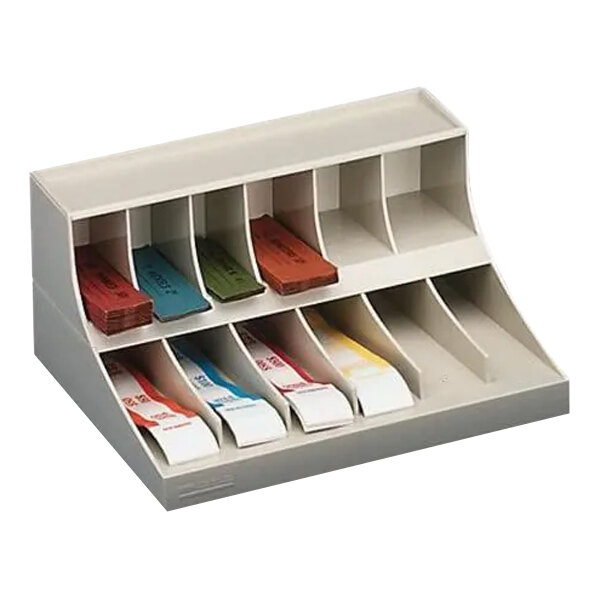 Controltek USA 500013 Plastic 11-Compartment Two-Tier Coin Wrap / Bill Strap Rack