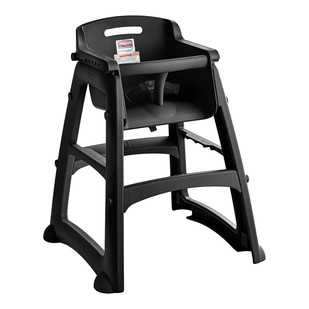 Rubbermaid® FG780608BLA Black Restaurant High Chair without Wheels - Assembled