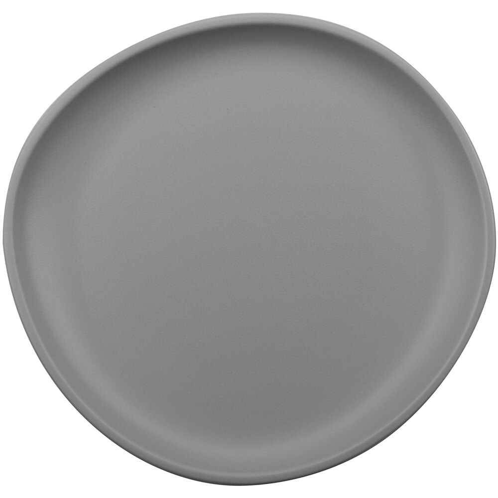 GET Riverstone 6" Light Gray Irregular Round Matte Melamine Coupe Plate - Sample