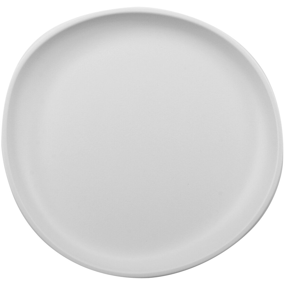 GET Riverstone 6" White Irregular Round Matte Melamine Coupe Plate - Sample