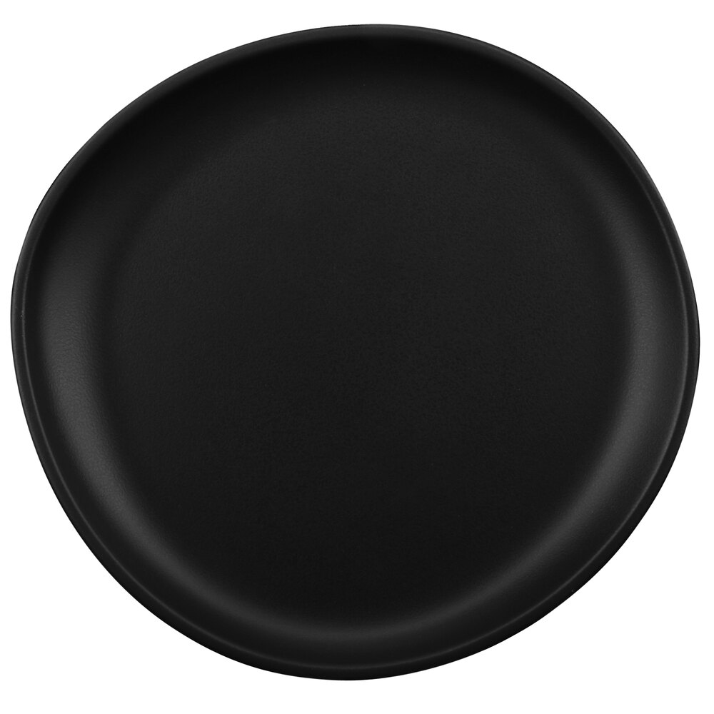 GET Riverstone 6" Dark Gray Irregular Round Matte Melamine Coupe Plate - Sample