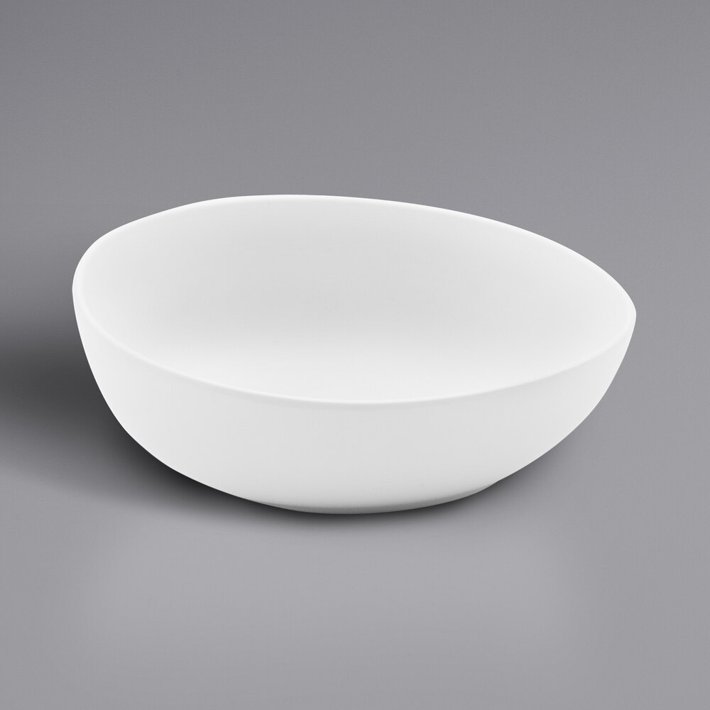 GET Riverstone 20 oz. White Irregular Round Matte Melamine Serving Bowl - Sample