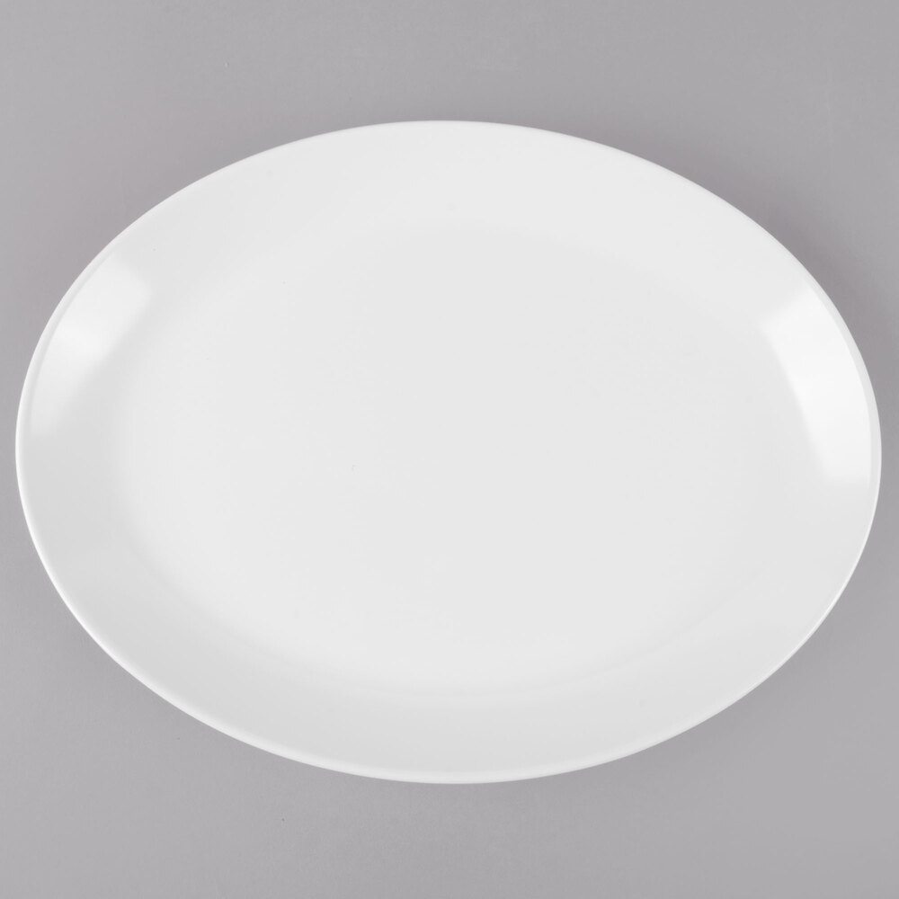 GET Settlement 12" x 9 1/2" Ivory (American White) Melamine Coupe Oval Platter - Sample