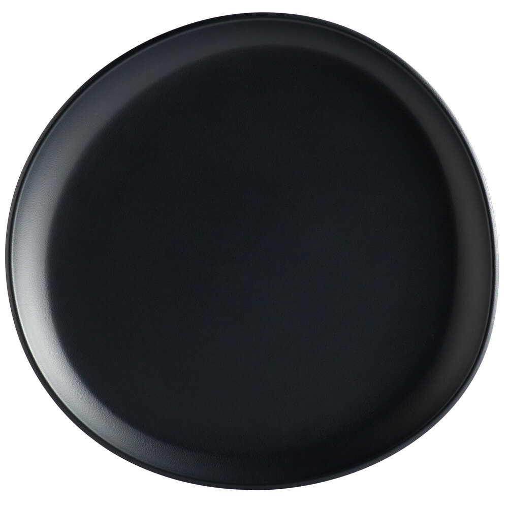 GET Riverstone 9 1/8" Dark Gray Irregular Round Matte Melamine Coupe Plate - Sample