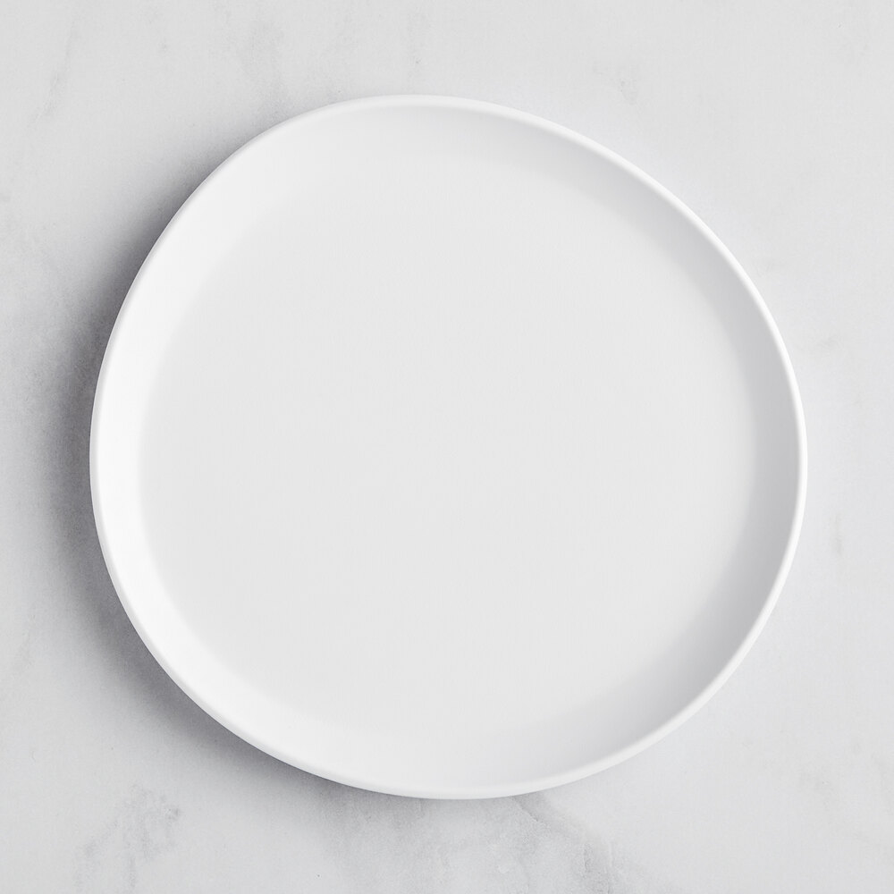 GET Riverstone 9 1/8" White Irregular Round Matte Melamine Coupe Plate - Sample