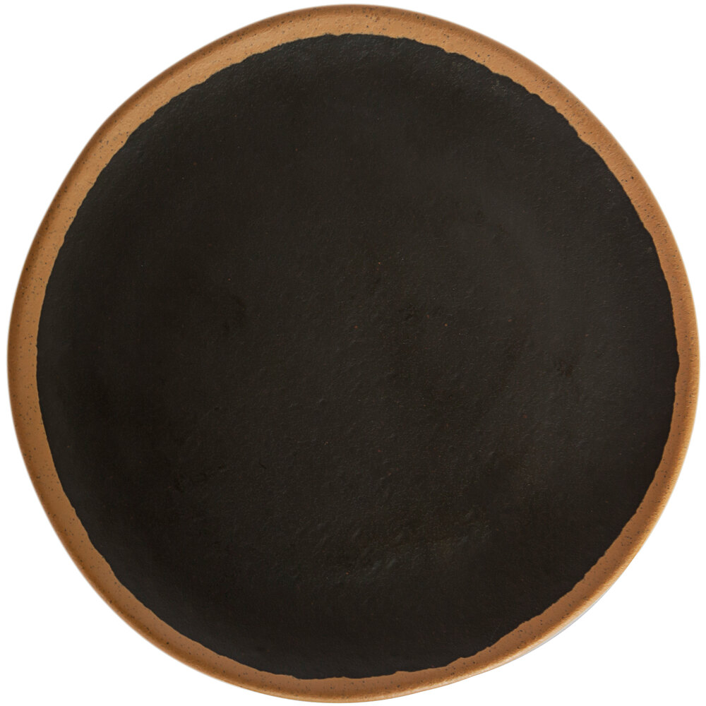 GET Pottery Market Glazed 9" Brown Coupe Plate with Clay Trim - Sample