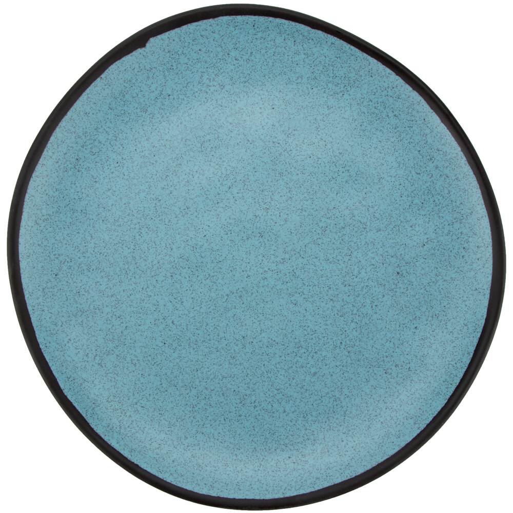 GET Pottery Market Matte 10 1/2" Speckled Grayish Blue Melamine Coupe Dinner Plate - Sample
