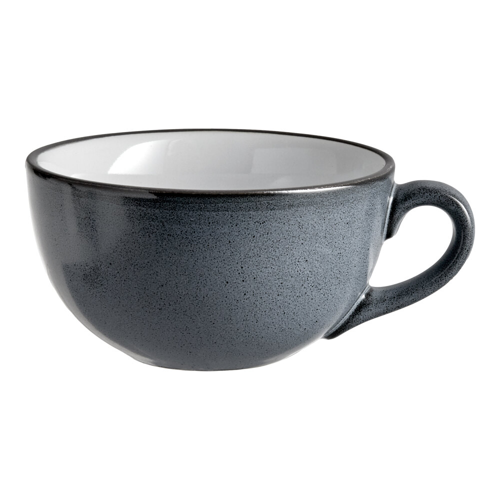 Acopa Embers 10 oz. Midnight Blue Matte Stoneware Cup - Sample