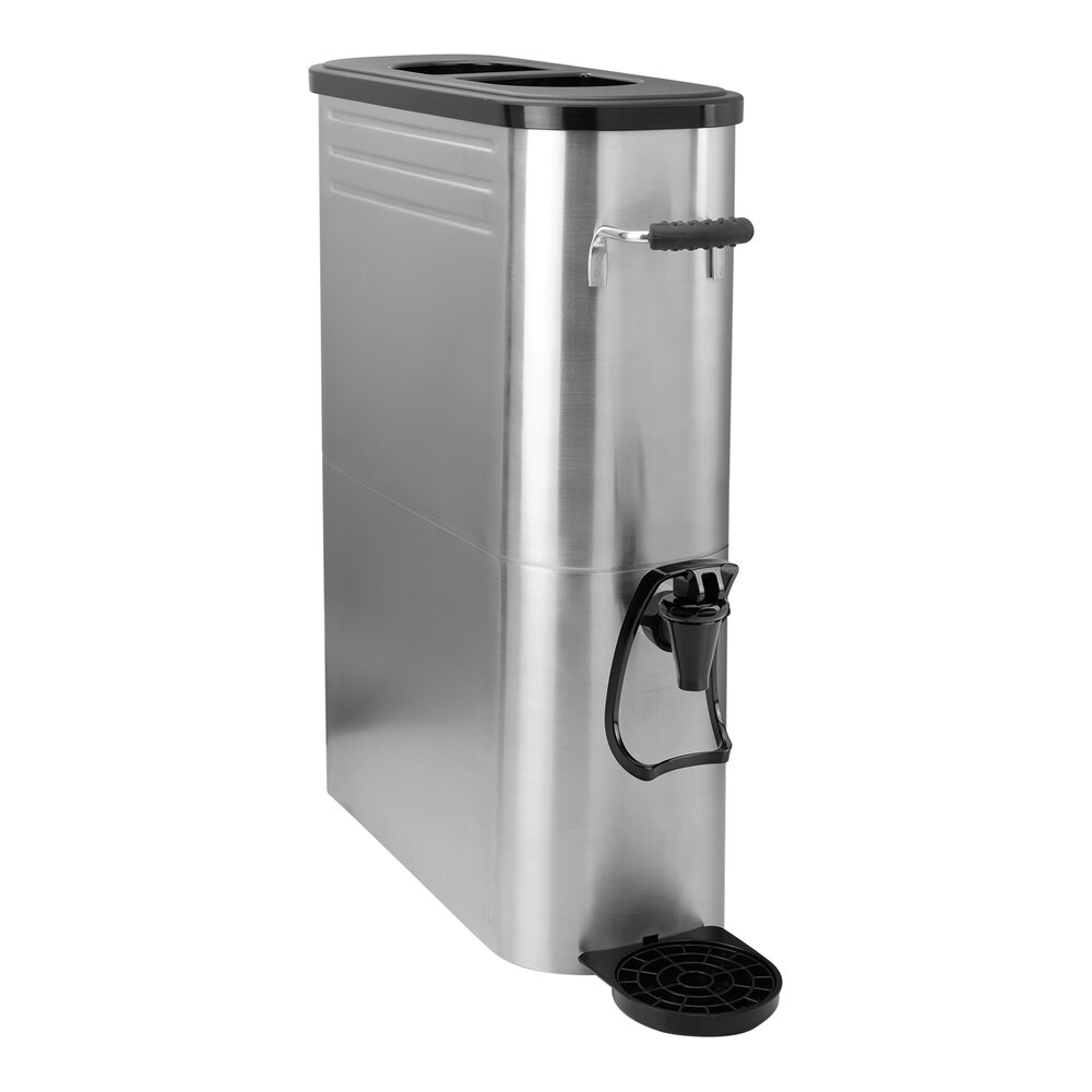 Service Ideas ITSLS5GPLHF 5 Gallon Slim Brushed Stainless Steel Hands-Free Iced Tea Dispenser