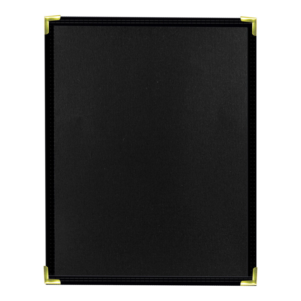 H. Risch, Inc. Linen 8 1/2" x 11" Customizable Nero 1-View Menu Cover - 25/Case