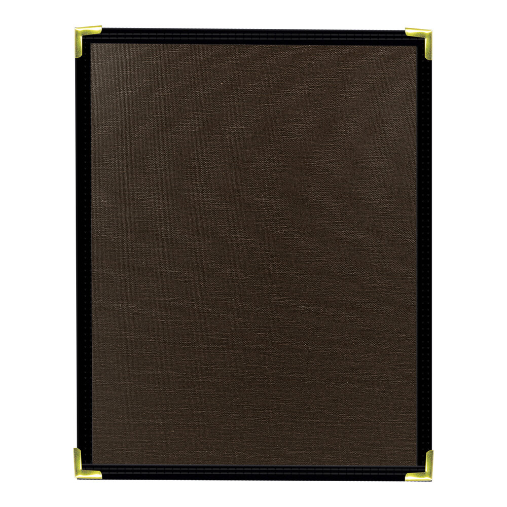 H. Risch, Inc. Linen 8 1/2" x 11" Customizable Espresso 1-View Menu Cover - 25/Case