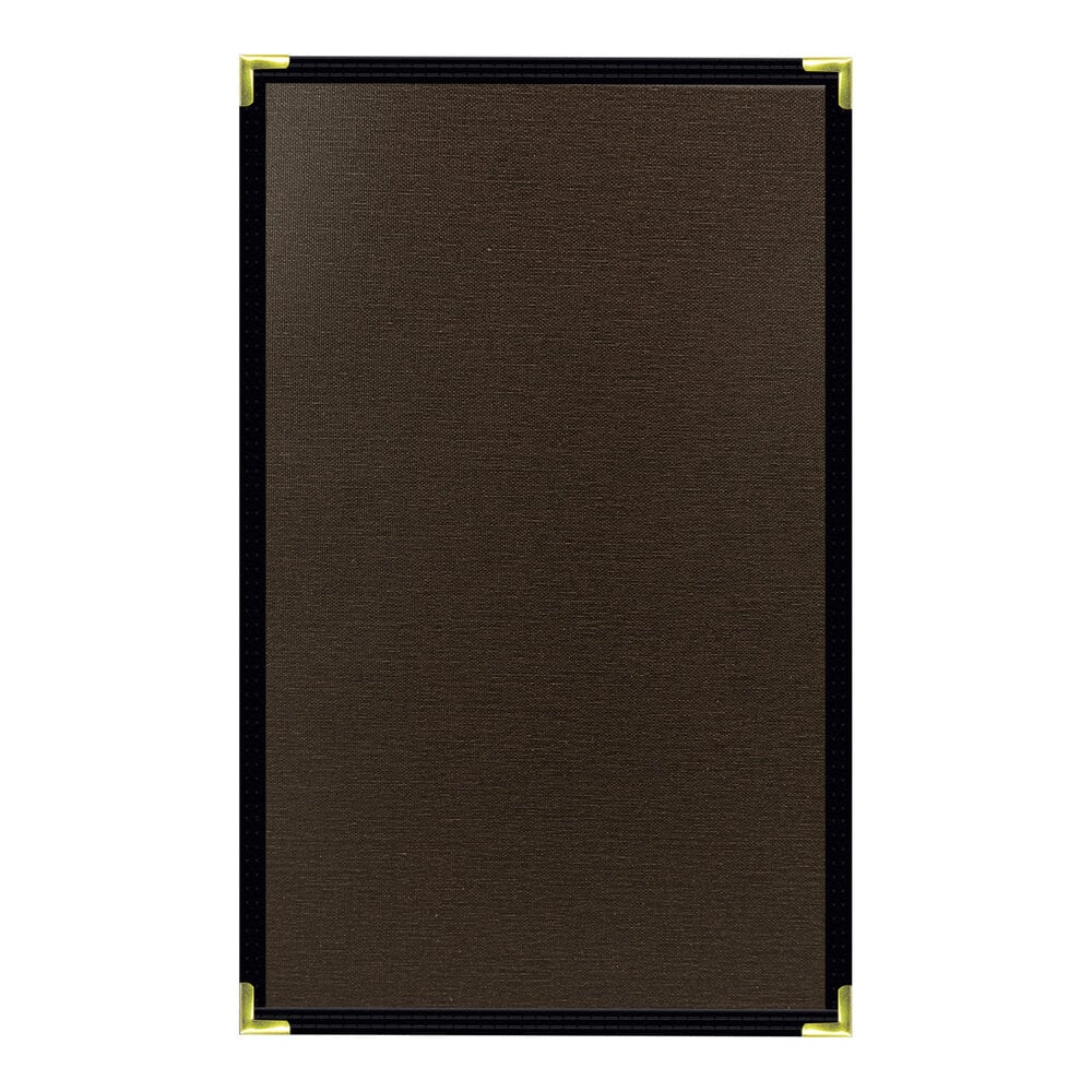 H. Risch, Inc. Linen 8 1/2" x 14" Customizable Espresso 1-View Menu Cover - 25/Case
